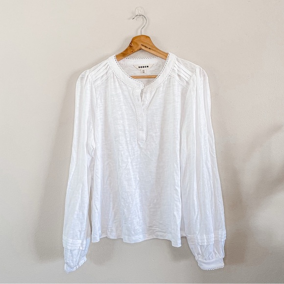 Boden | Henrietta Pintuck Henley Top in White, EUC, size 14 - Picture 5 of 13